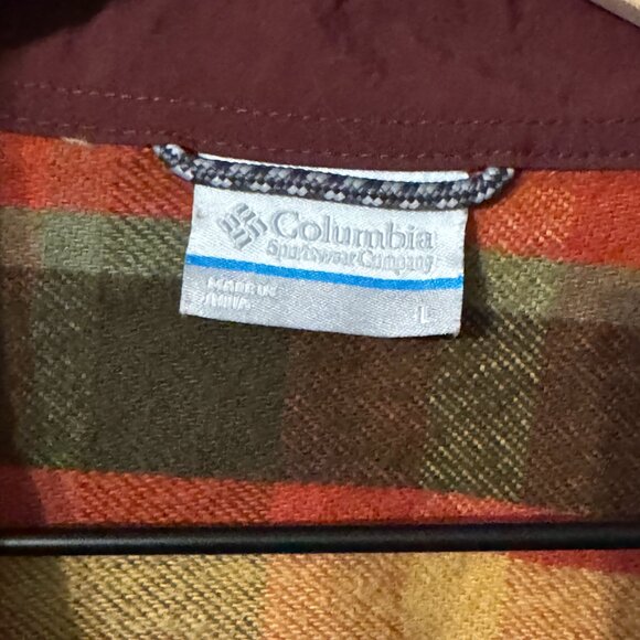 Mens Columbia Orange Yellow Brown Flannel - Picture 2 of 3